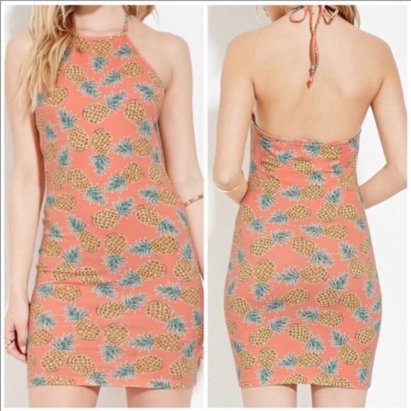 Halter Pineapple Mini Dress - Picture 1 of 2